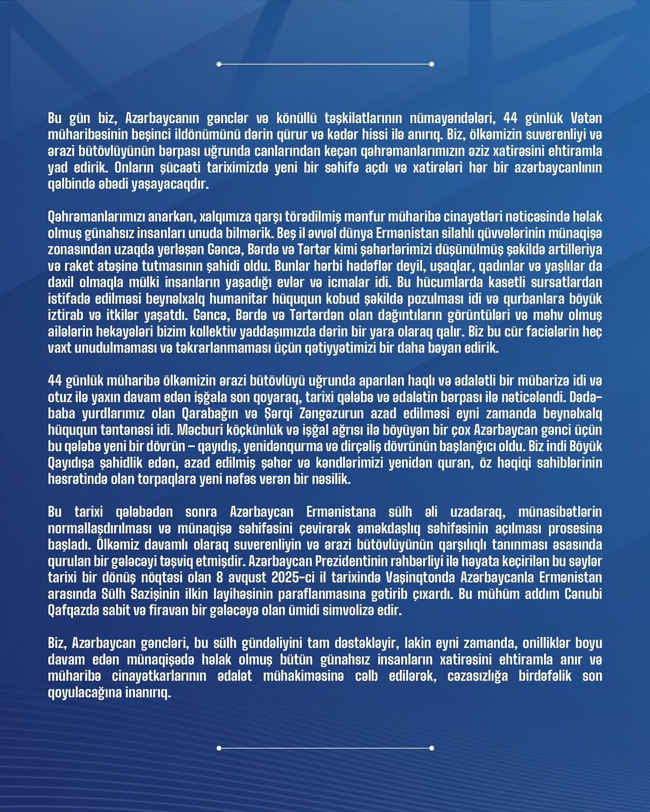 Azərbaycan Könüllü Təşkilatları İttifaqı tərəfindən 27 Sentyabr – Anım Gününə həsr olunmuş kütləvi silsilə tədbirlər həyata keçirilib (FOTO)
