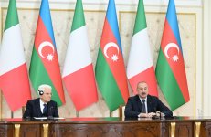 Prezident İlham Əliyev və Prezident Sercio Mattarella mətbuata bəyanatlarla çıxış ediblər (YENİLƏNİB) (FOTO/VİDEO)