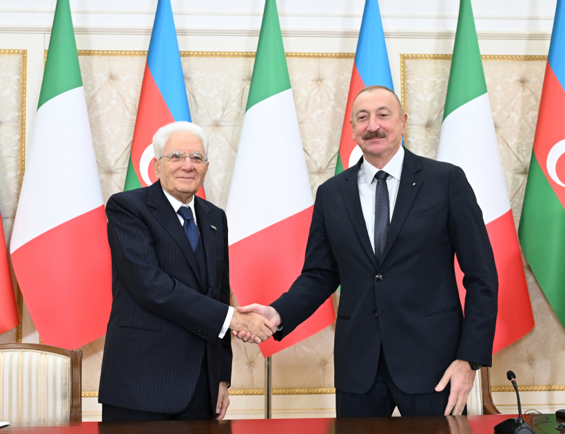 Prezident İlham Əliyev və Prezident Sercio Mattarella mətbuata bəyanatlarla çıxış ediblər (YENİLƏNİB) (FOTO/VİDEO)