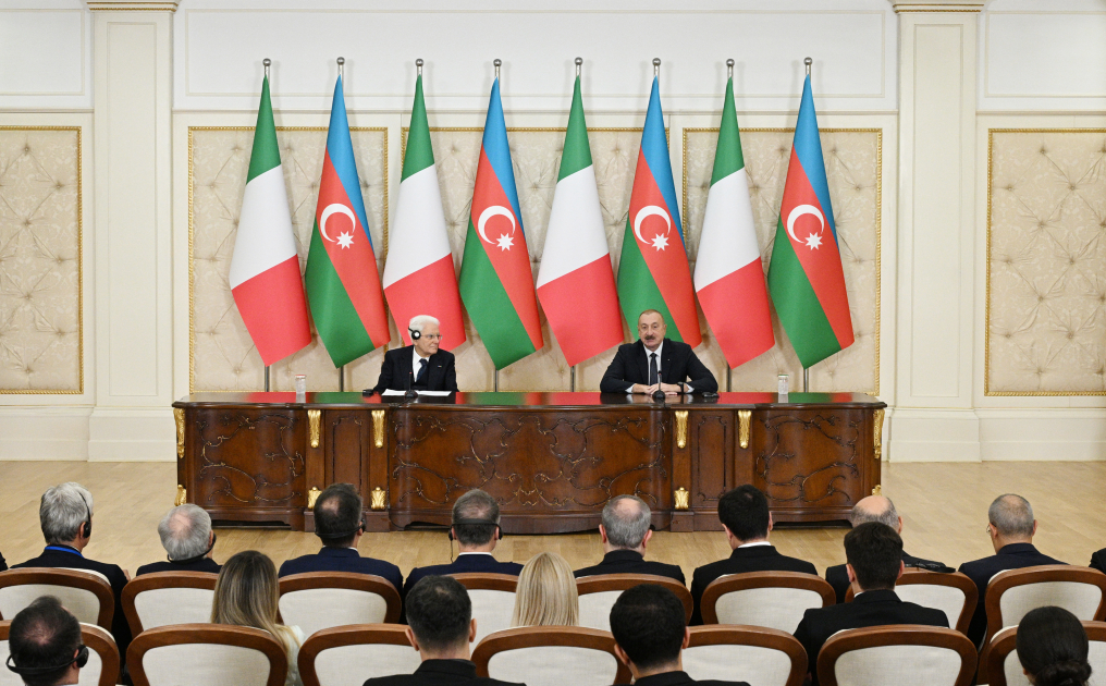 Prezident İlham Əliyev və Prezident Sercio Mattarella mətbuata bəyanatlarla çıxış ediblər (YENİLƏNİB) (FOTO/VİDEO)