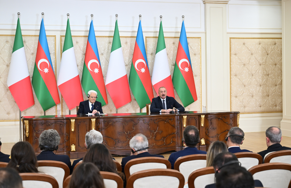 Prezident İlham Əliyev və Prezident Sercio Mattarella mətbuata bəyanatlarla çıxış ediblər (YENİLƏNİB) (FOTO/VİDEO)