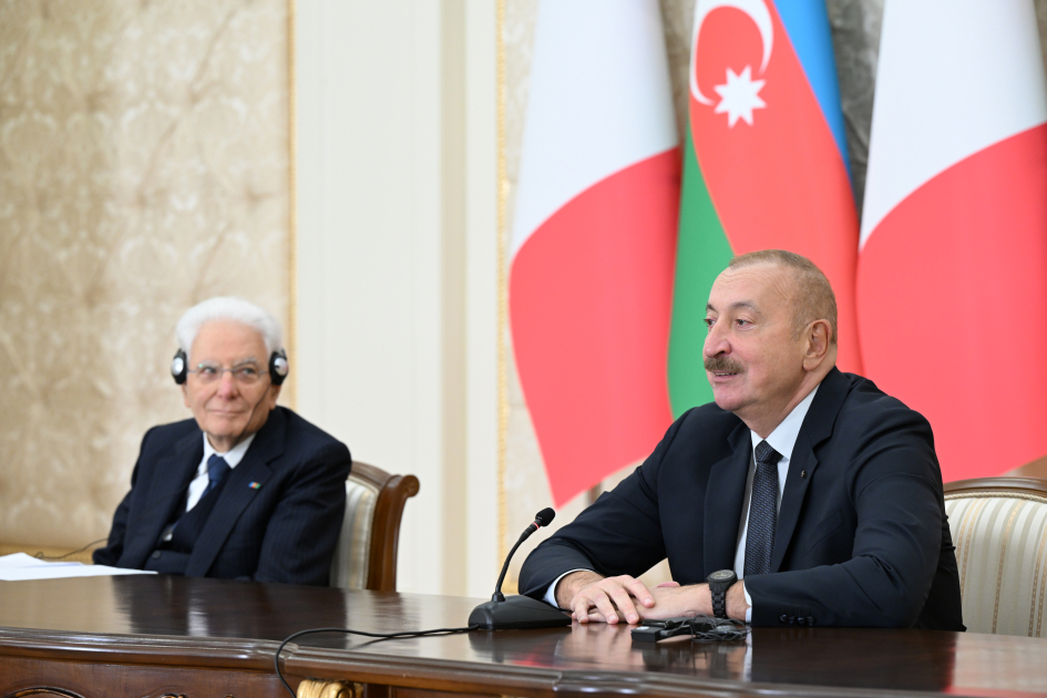 Prezident İlham Əliyev və Prezident Sercio Mattarella mətbuata bəyanatlarla çıxış ediblər (YENİLƏNİB) (FOTO/VİDEO)