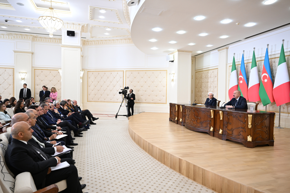 Prezident İlham Əliyev və Prezident Sercio Mattarella mətbuata bəyanatlarla çıxış ediblər (YENİLƏNİB) (FOTO/VİDEO)