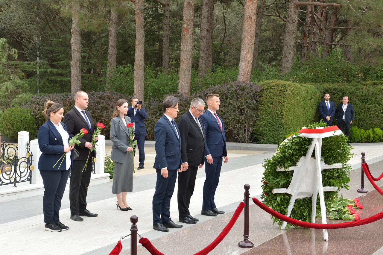 Polşalı parlamentarilər Ulu Öndər Heydər Əliyevin məzarını və Şəhidlər xiyabanını ziyarət ediblər (FOTO)