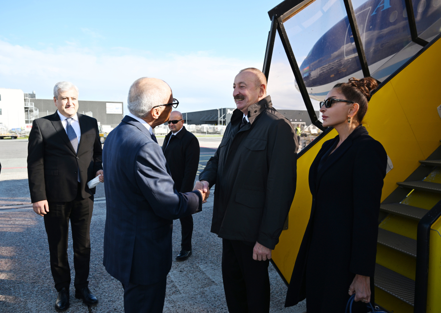 Prezident İlham Əliyev Danimarkaya işgüzar səfərə gəlib (FOTO)