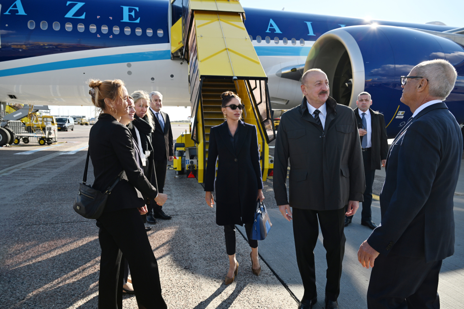 Prezident İlham Əliyev Danimarkaya işgüzar səfərə gəlib (FOTO)