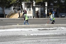 Bakıda növbəti təmizlik işləri aparılıb, yaşıllıqlara qulluq göstərilib (FOTO)
