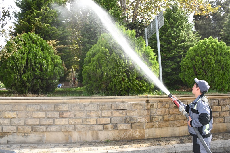 Bakıda növbəti təmizlik işləri aparılıb, yaşıllıqlara qulluq göstərilib (FOTO)