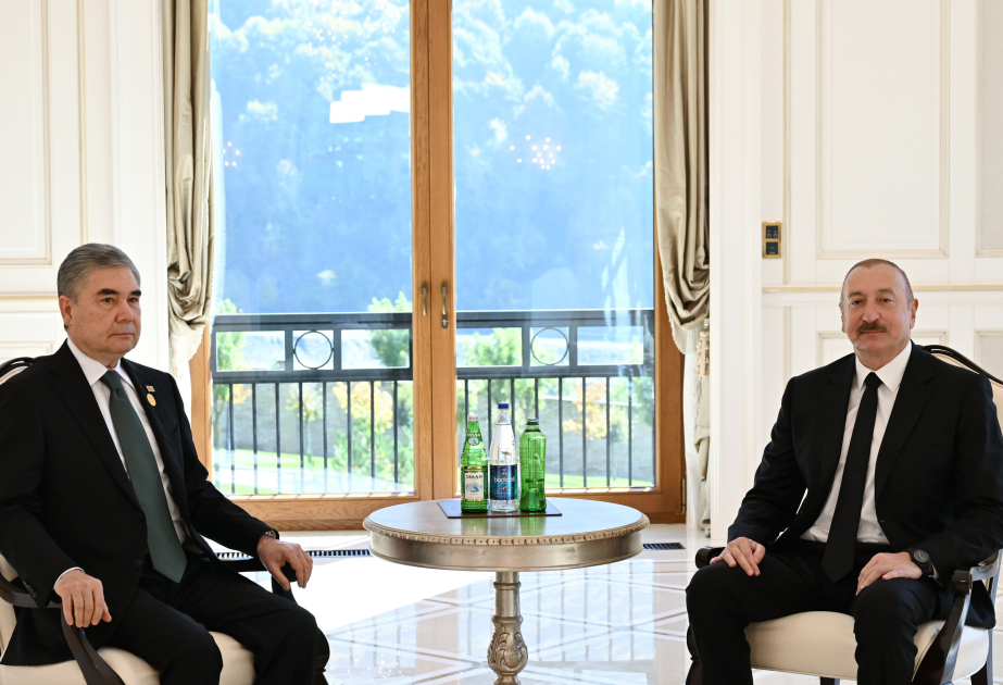 Prezident İlham Əliyev Qəbələdə Türkmənistan Xalq Məsləhətinin Sədri ilə görüşüb (FOTO)