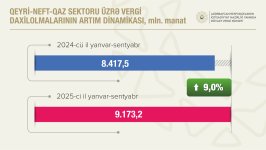 Vergilərin 73,6 faizi qeyri-neft-qaz sektorunun payına düşüb (FOTO)