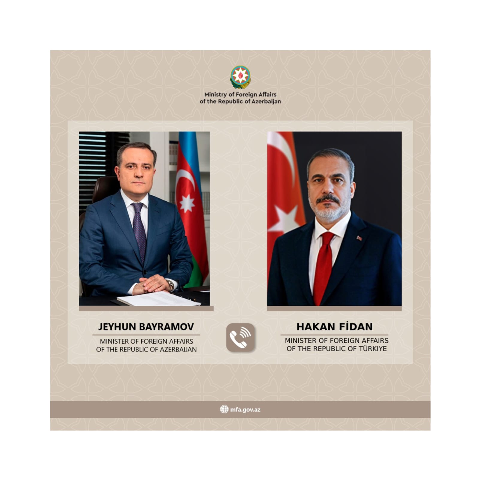 Ceyhun Bayramov Hakan Fidanla Yaxın Şərqdəki vəziyyəti müzakirə edib