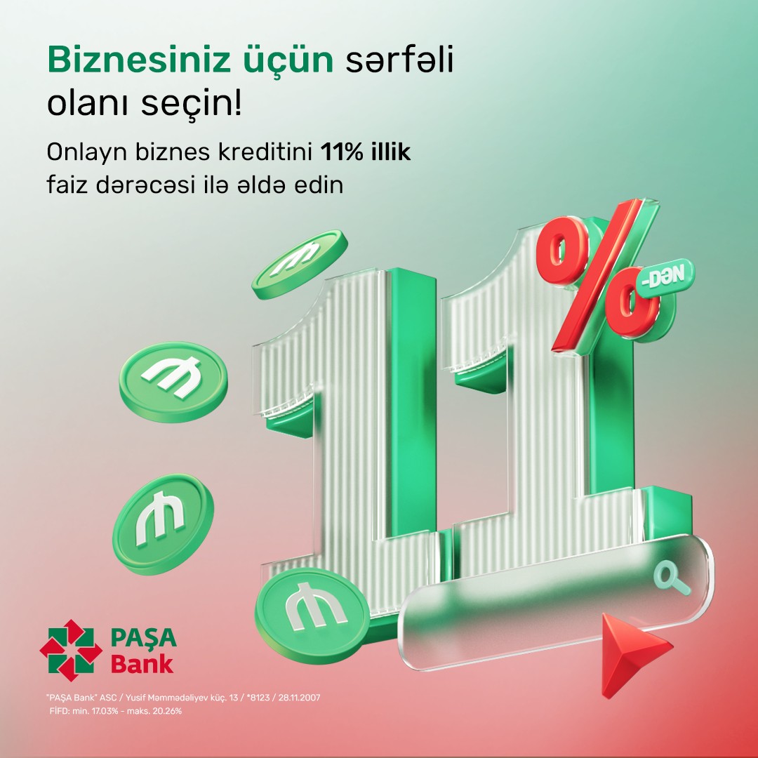 “PAŞA Bank”dan sahibkarlar üçün yeni endirimli biznes kredit kampaniyası!