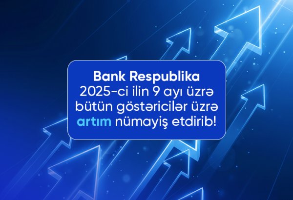 Bank Respublika 2025-ci ilin 9 ayı üzrə inamlı artım nümayiş etdirib