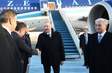 Prezident İlham Əliyev Qazaxıstana dövlət səfərinə gəlib (FOTO/VİDEO)