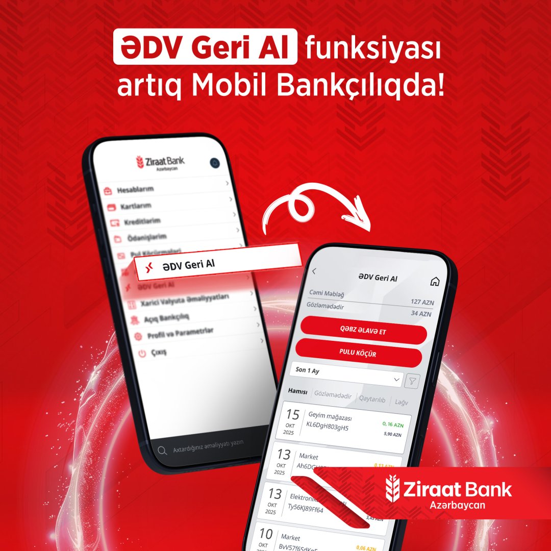 Ziraat Bank Azərbaycan müştəriləri üçün “ƏDV Geri Al” funksiyasını istifadəyə verdi