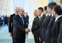 Prezident İlham Əliyevin Astanada rəsmi qarşılanma mərasimi olub (YENİLƏNİB) (FOTO)