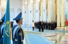 Prezident İlham Əliyevin Astanada rəsmi qarşılanma mərasimi olub (YENİLƏNİB) (FOTO)