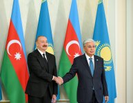 Prezident İlham Əliyevin Astanada rəsmi qarşılanma mərasimi olub (YENİLƏNİB) (FOTO)