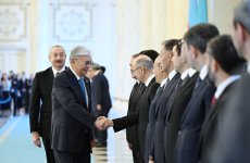 Prezident İlham Əliyevin Astanada rəsmi qarşılanma mərasimi olub (YENİLƏNİB) (FOTO)