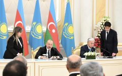 Azərbaycan-Qazaxıstan sənədləri mübadilə olunub (FOTO) (YENİLƏNİB)