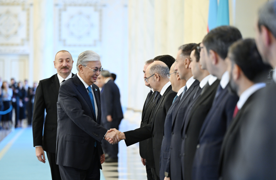 Prezident İlham Əliyevin Astanada rəsmi qarşılanma mərasimi olub (YENİLƏNİB) (FOTO)