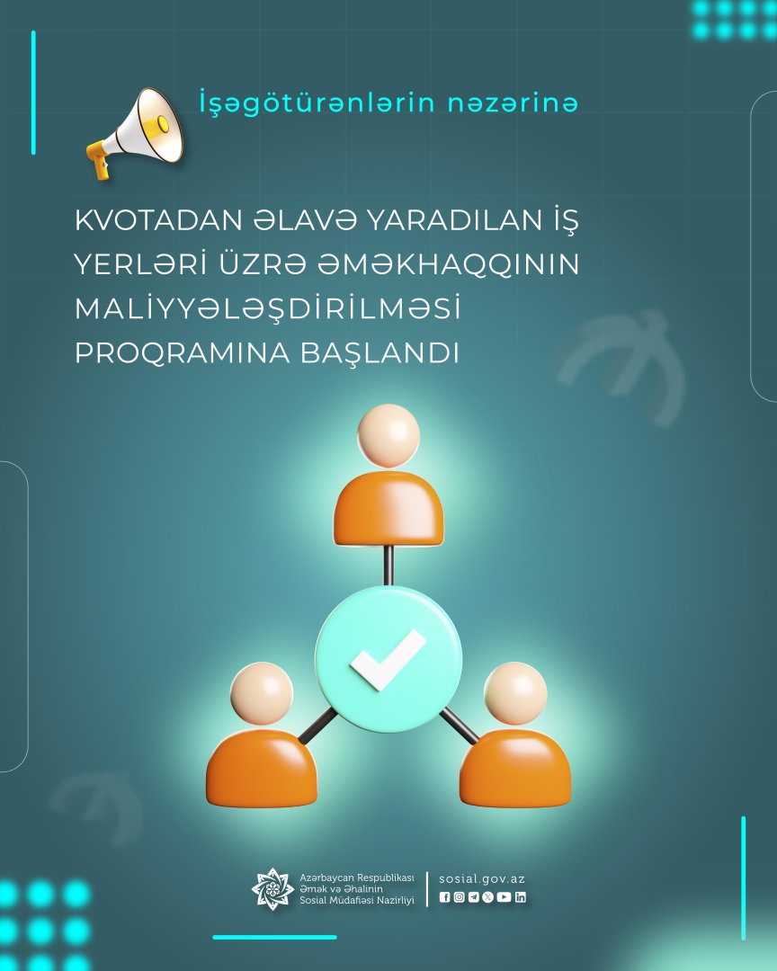 Kvotadan əlavə yaradılan iş yerləri üzrə əməkhaqqının maliyyələşdirilməsi proqramına başlandı