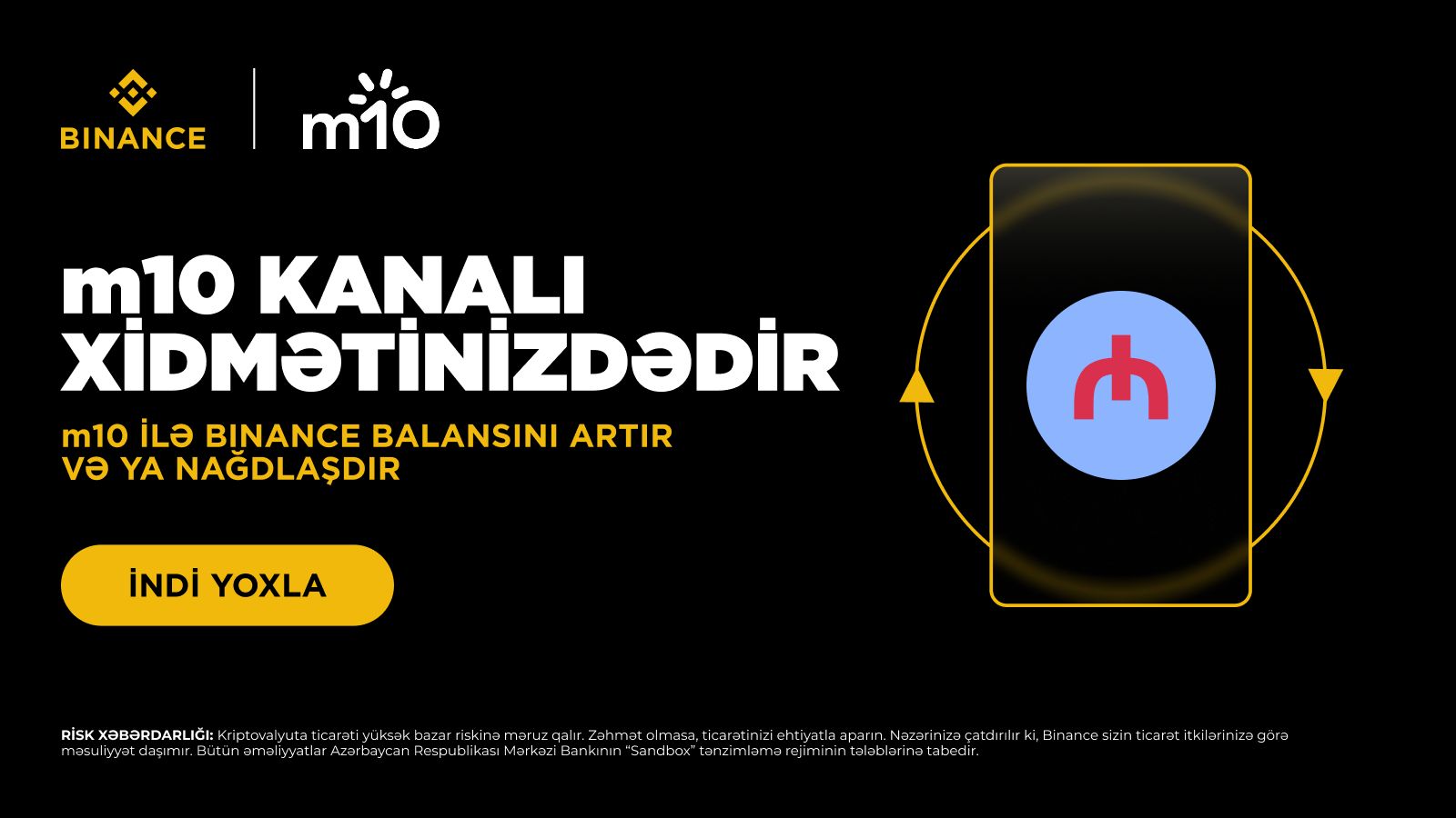 m10 və Binance Azərbaycanda birbaşa kripto-fiat əməliyyatlarını davam etdirir