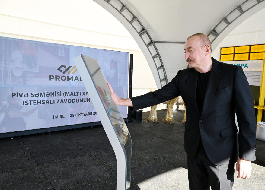 Prezident İlham Əliyev İmişlidə “Promalt” MMC-nin arpa emalı müəssisəsinin açılışında iştirak edib (FOTO)