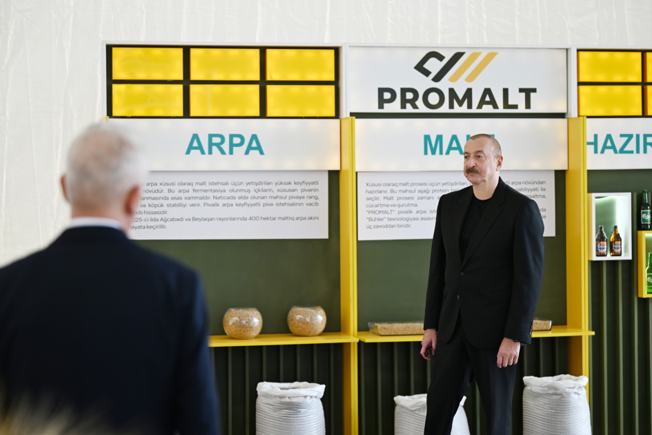 Prezident İlham Əliyev İmişlidə “Promalt” MMC-nin arpa emalı müəssisəsinin açılışında iştirak edib (FOTO)