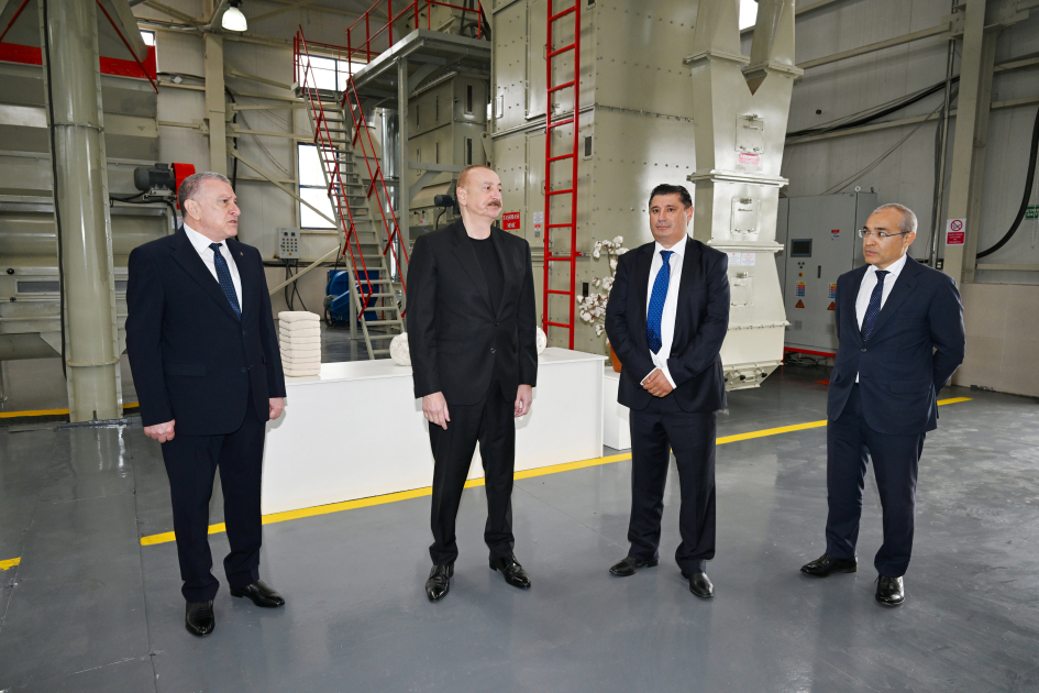 Prezident İlham Əliyev Sabirabadda pambıq emalı zavodunun fəaliyyəti ilə tanış olub (FOTO)
