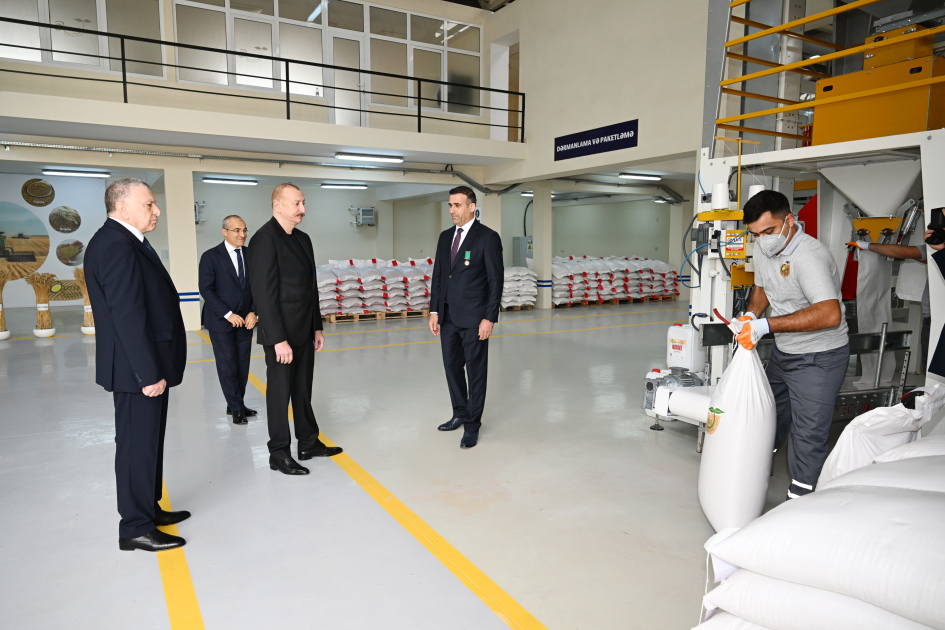 Prezident İlham Əliyev Sabirabad Sənaye Məhəlləsində toxum istehsalı müəssisəsinin fəaliyyəti ilə tanış olub (FOTO)