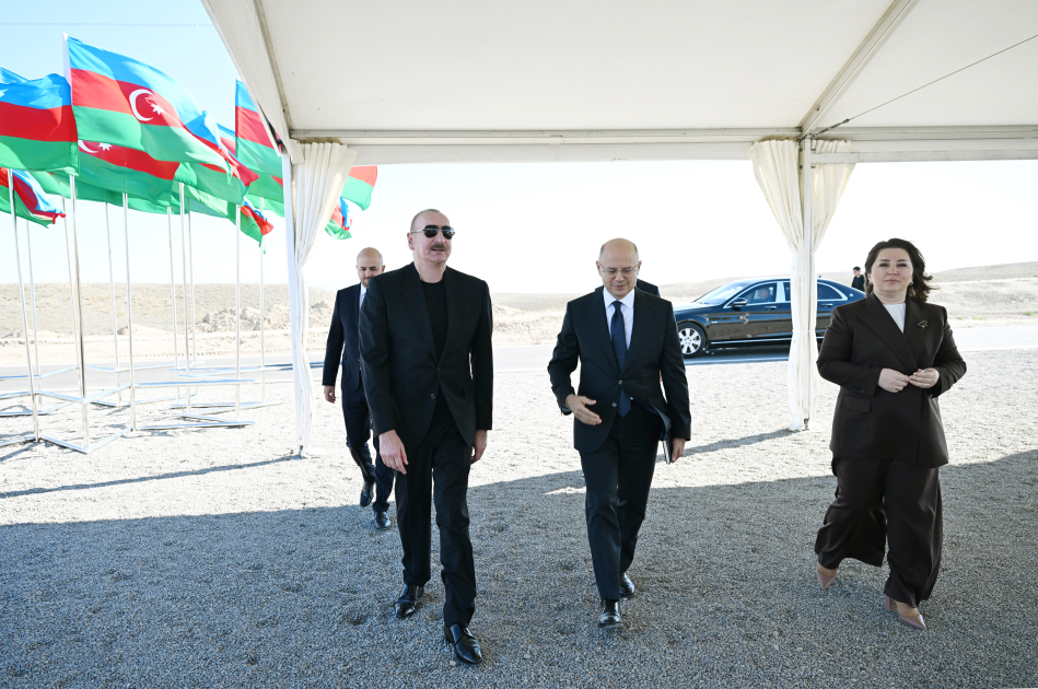 Prezident İlham Əliyev Cəbrayıl rayonunun Şahvəlli kəndində “Şəms” və “Üfüq” Günəş Elektrik stansiyalarının təməlini qoyub (FOTO)