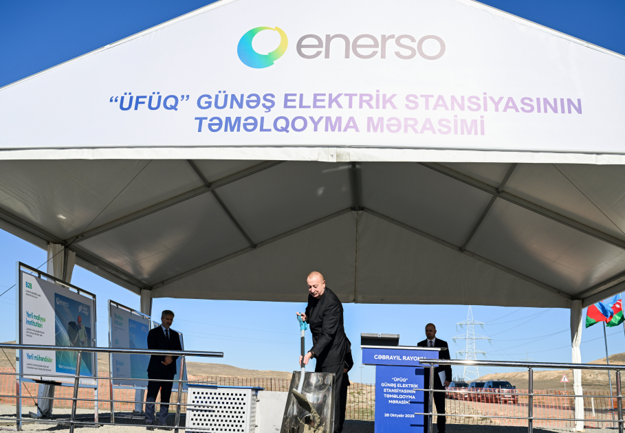 Prezident İlham Əliyev Cəbrayıl rayonunun Şahvəlli kəndində “Şəms” və “Üfüq” Günəş Elektrik stansiyalarının təməlini qoyub (FOTO)