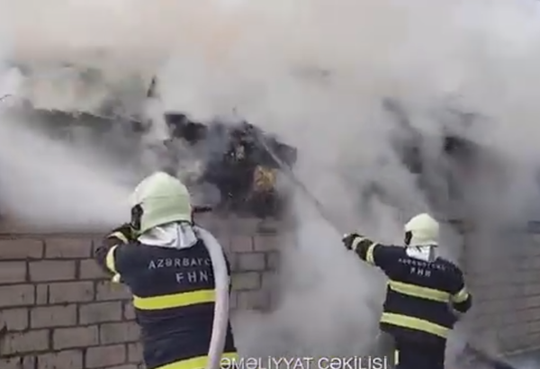 Qəbələdə tövlədə yanğın olub, 10 ton ot bağlaması yanıb (VİDEO)