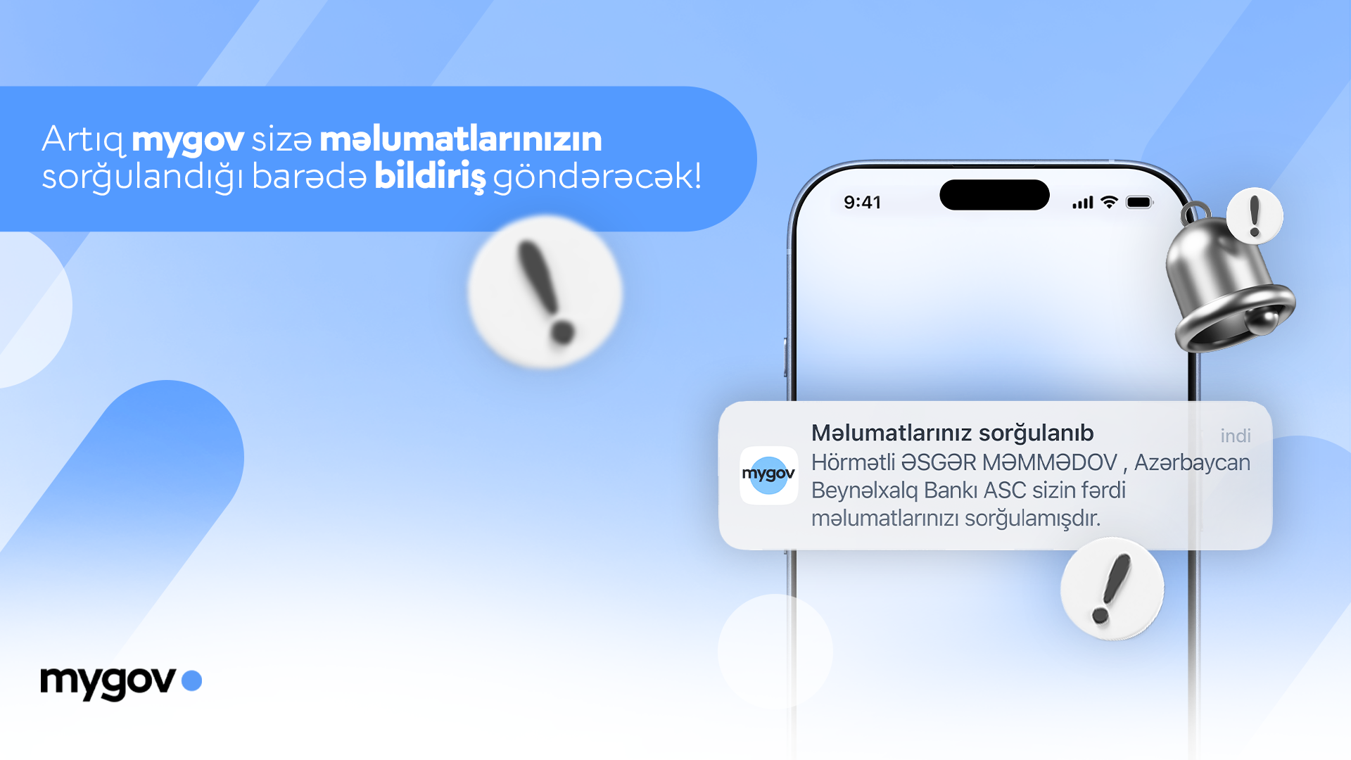 “mygov” platformasında vətəndaşlara məlumat sorğuları barədə bildirişlər göndərilməyə başlanılıb