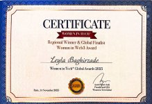 Soydaşımız “8th WOMEN IN TECH Global Awards” üzrə Regional Qalib elan olunub