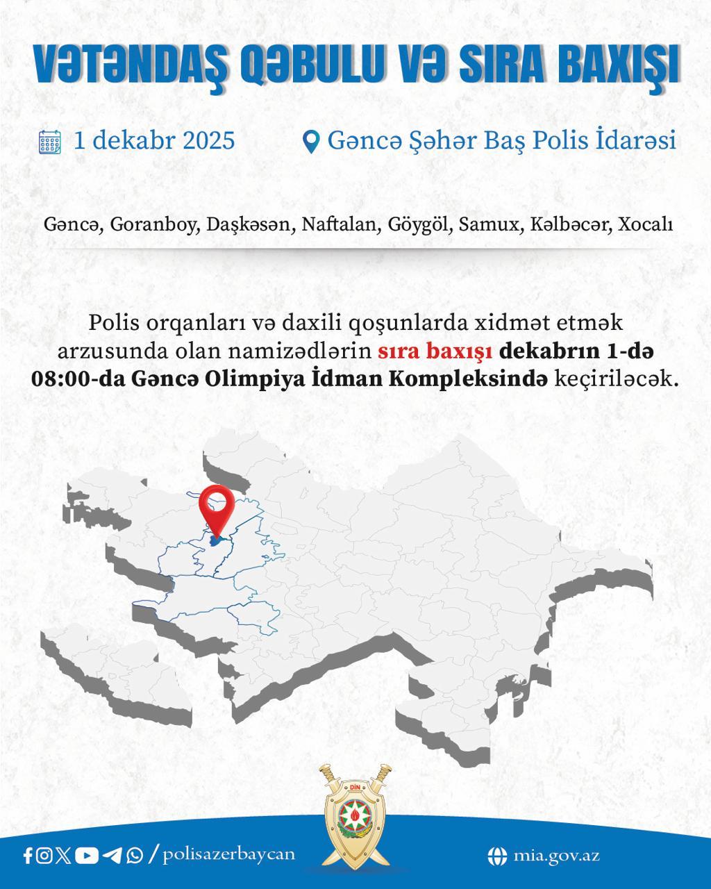 Vilayət Eyvazov Gəncədə vətəndaş qəbulu və sıra baxışı keçirəcək (FOTO)