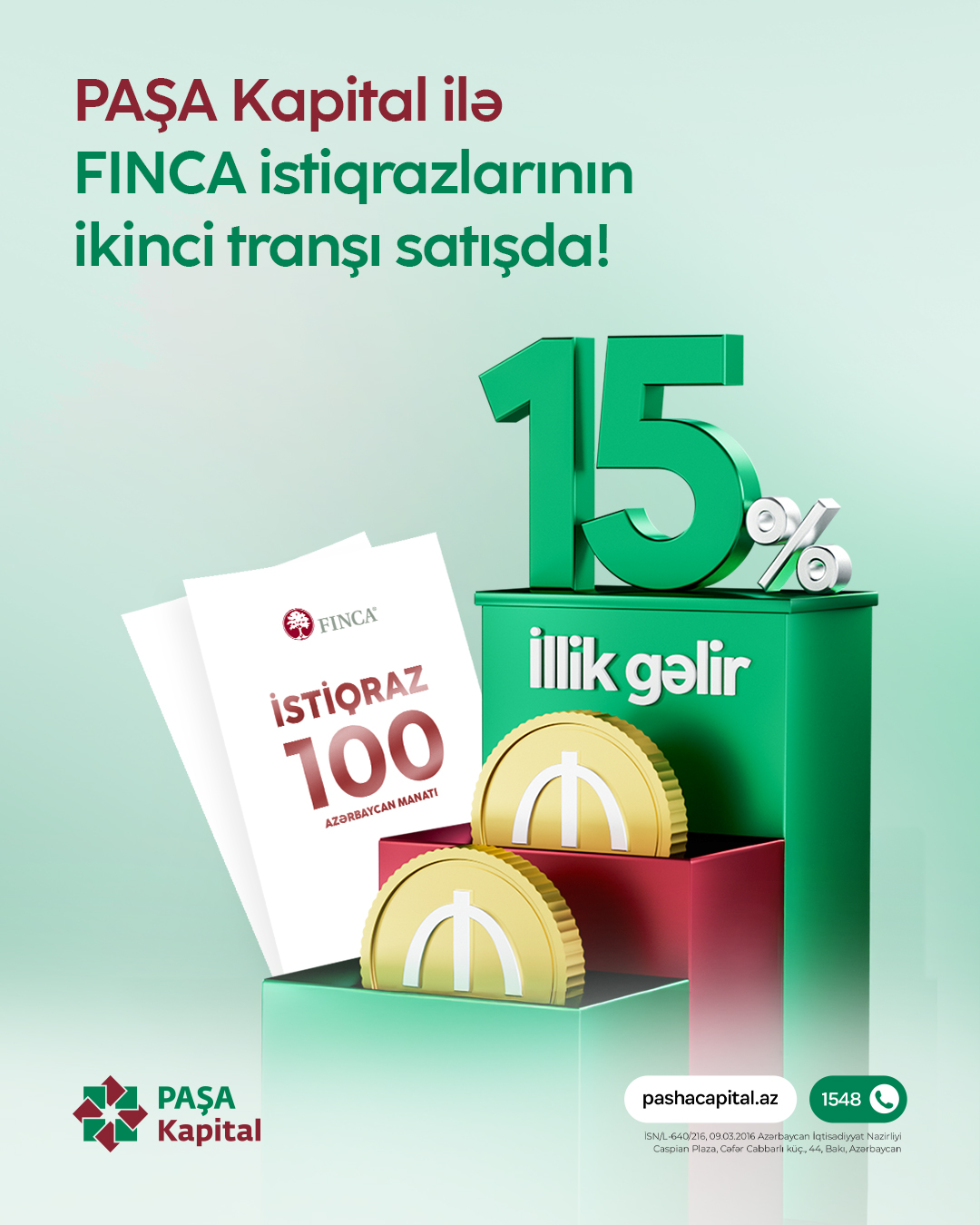 PAŞA Kapital-ın anderrayterliyi ilə “FINCA Azerbaijan” istiqrazlarının ikinci buraxılışı üzrə hərrac keçiriləcək