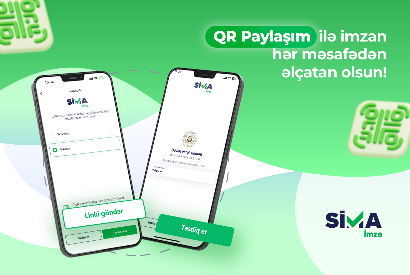 “SİMA İmza”nın yeni QR paylaşım funksiyası istifadəyə verildi