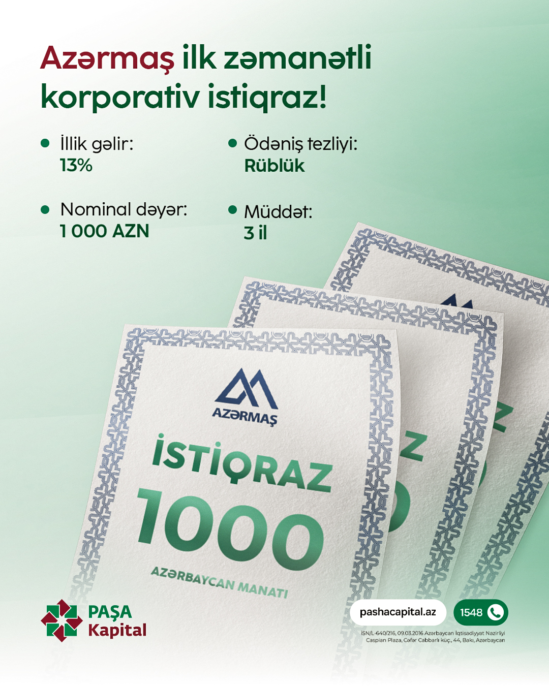 Kapital bazarlarında növbəti yenilik - "PAŞA Kapital" ilə ilk zamanətli korporativ istiqrazlara investisiya fürsəti