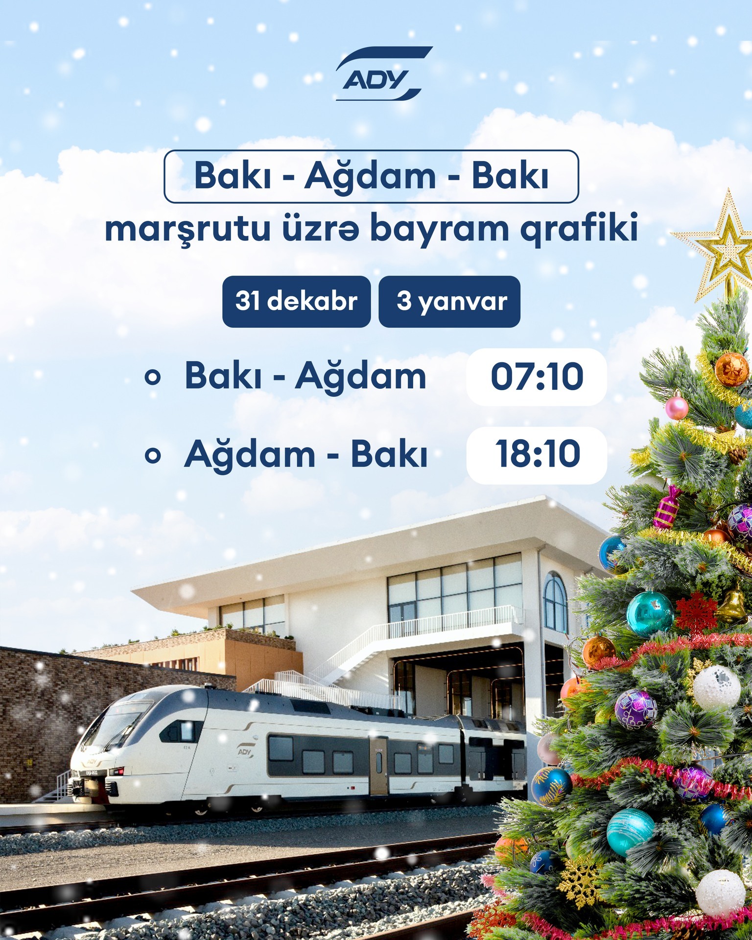 ADY bayram günlərində bu rayonlar üzrə əlavə qatar reysləri təşkil edəcək (FOTO)