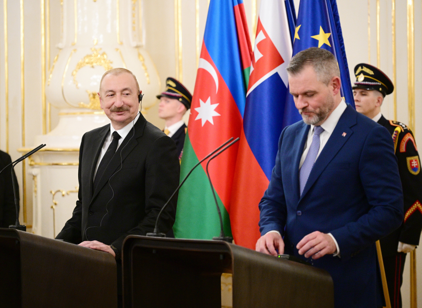 Azərbaycan və Slovakiya Prezidentləri mətbuata bəyanatlarla çıxış ediblər (FOTO/VİDEO) (YENİLƏNİB)