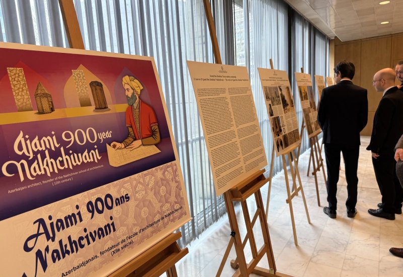 UNESCO-nun mənzil qərargahında Memar Əcəminin anadan olmasının 900 illiyi münasibətilə sərgi açılıb (FOTO/YENİLƏNİB)