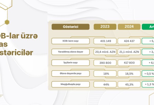 Azərbaycanın KOB sektoru üzrə artım dinamikası davam edir