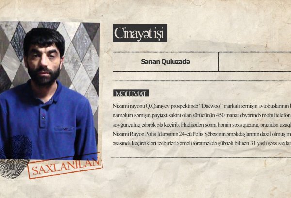 Paytaxtda avtobus sürücüsünün telefonunu ələ keçirən şəxs saxlanılıb