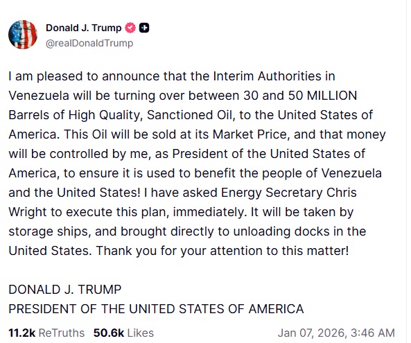 Venesuela ABŞ-yə 30-50 milyon barel neft verəcək (FOTO)