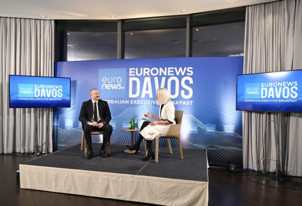 Prezident İlham Əliyev Davosda “Euronews” televiziyasına müsahibə verib (FOTO/VİDEO)