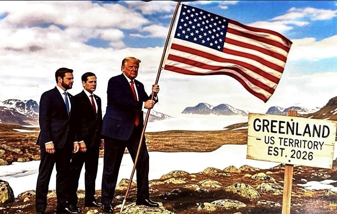 Tramp Qrenlandiyaya ABŞ bayrağını sancdığını təsvir edən şəkil paylaşıb (FOTO)