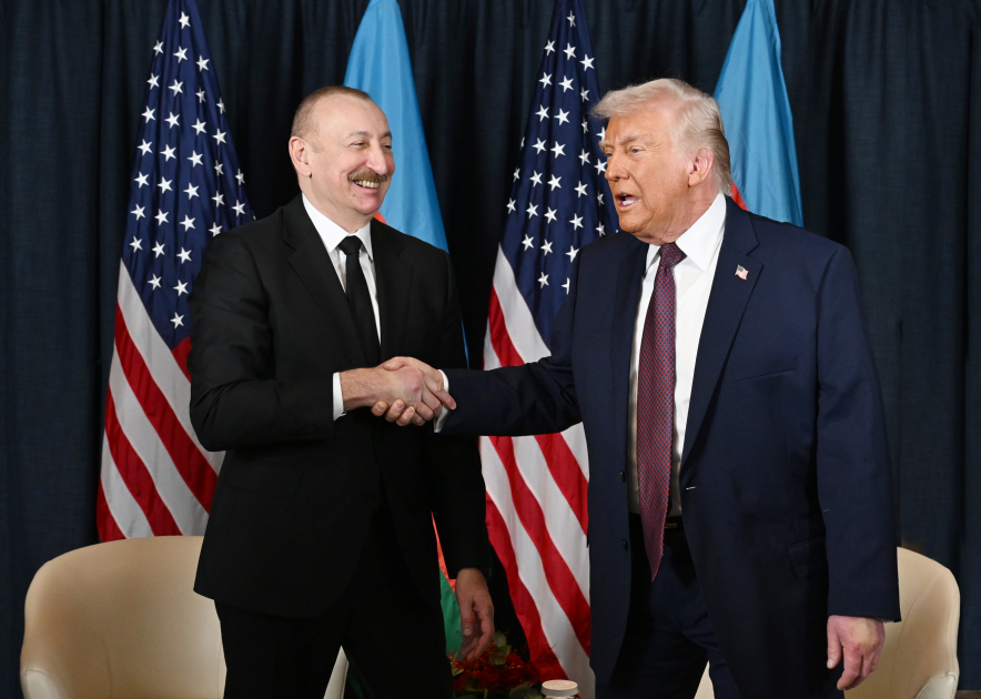 Davosda Prezident İlham Əliyev ilə Prezident Donald Tramp arasında görüş keçirilib (YENİLƏNİB) (FOTO/VİDEO)