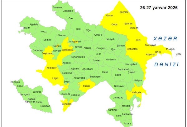 Küləkli hava ilə bağlı sarı xəbərdarlıq verildi